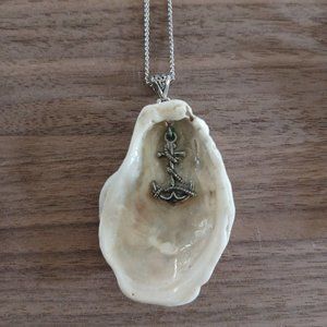 Handcrafted Oyster Shell Necklace with Anchor I